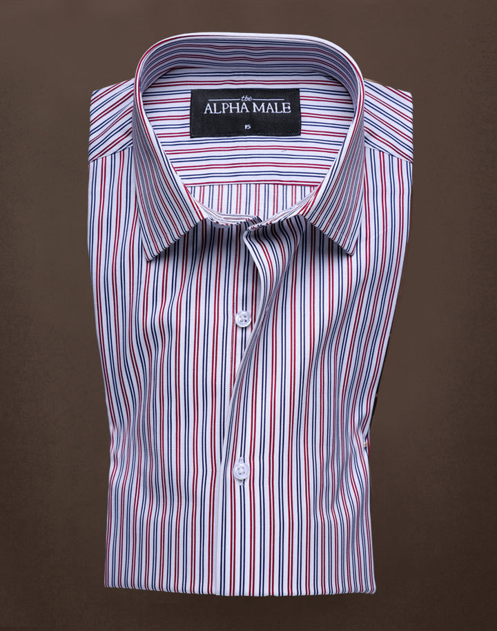 White & Red Stripes in Italian Cotton