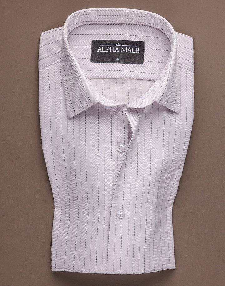 Ash Grey Herringbone Stripes