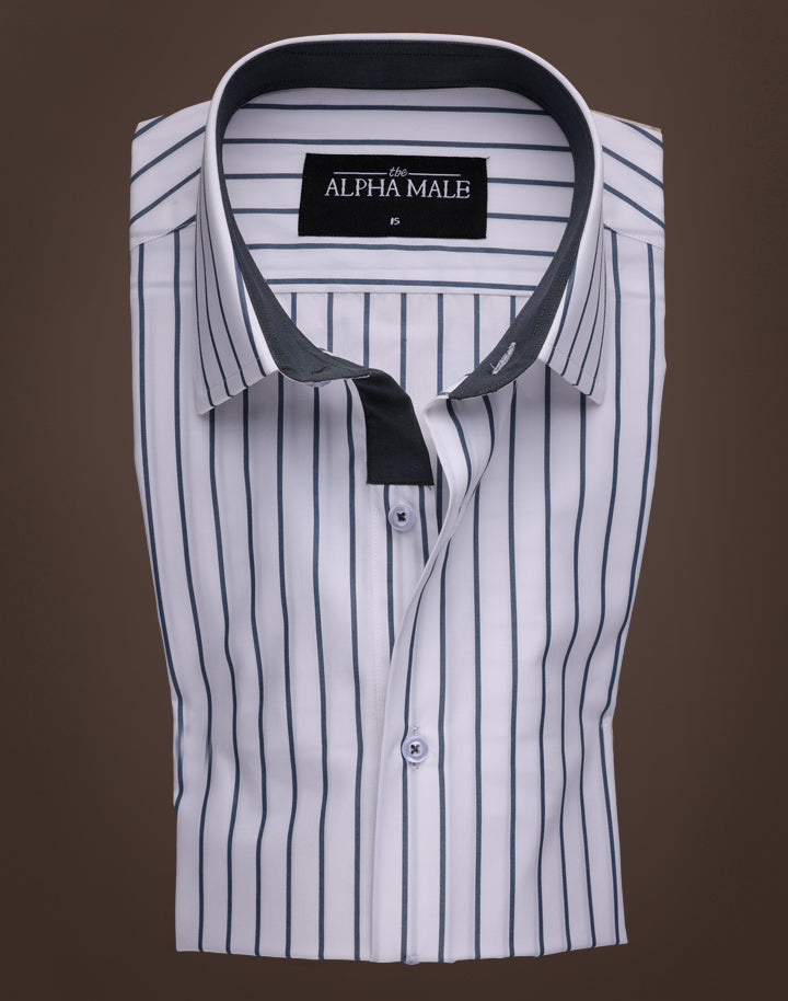 Ash Grey & White Broad Striped