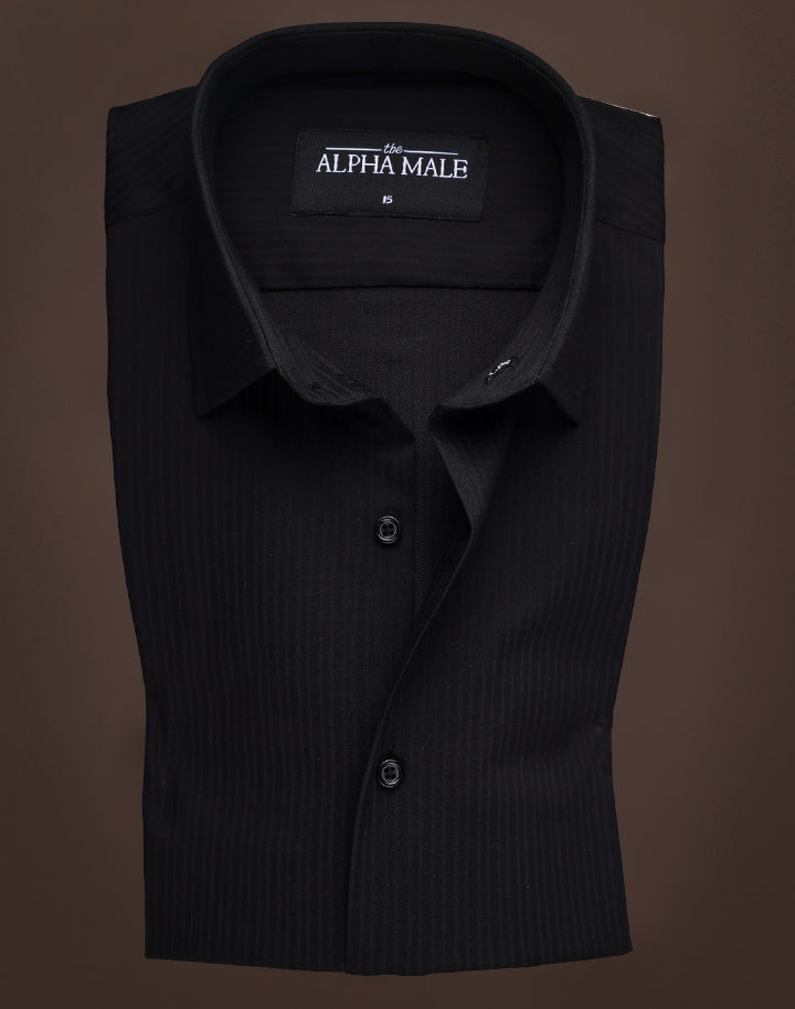 Black Self Striped