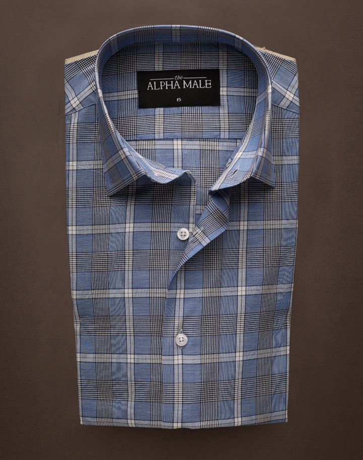 Blue Windowpane in Italian Cotton