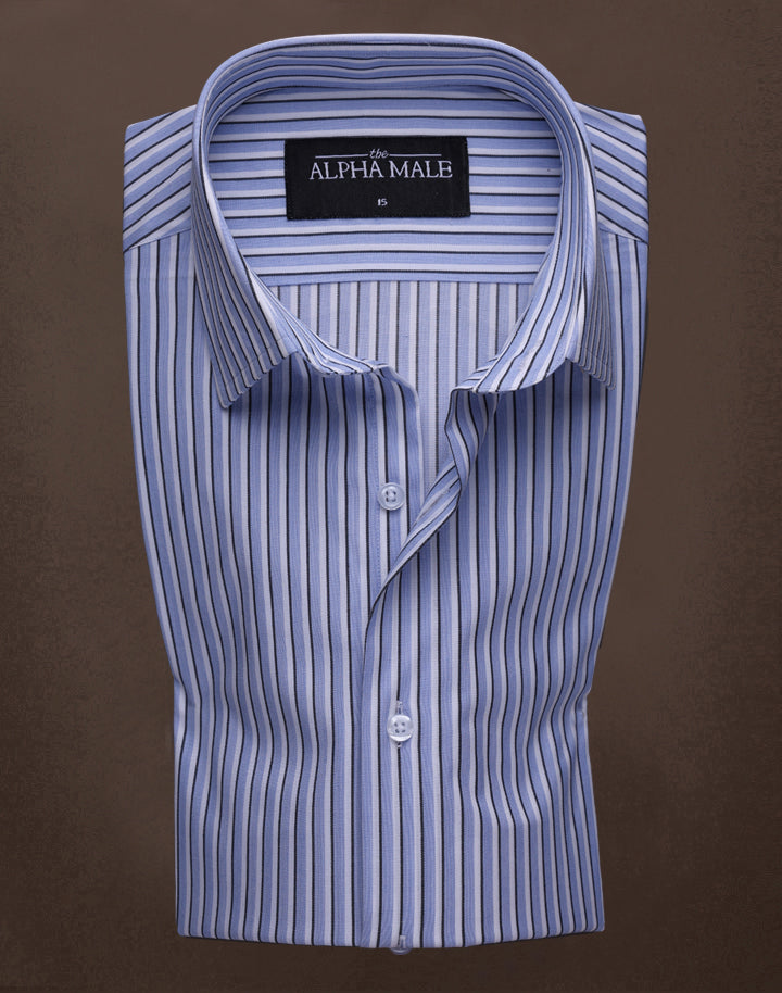 Blue & Black Fine Stripes