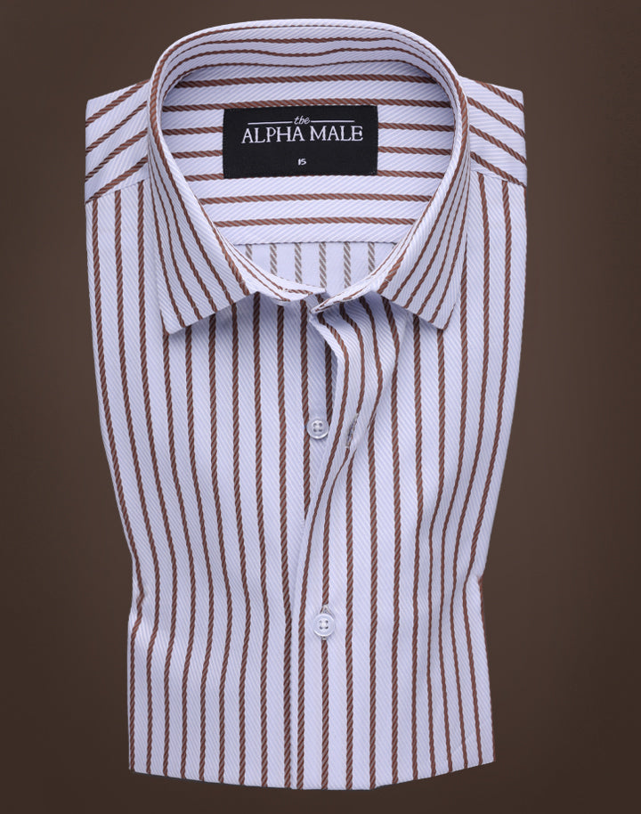 Blue & Brown Stripes in Twill