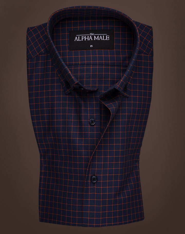 Blue & Orange Gingham Checkered