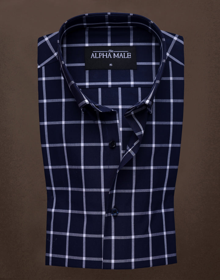 Navy & White Windowpane