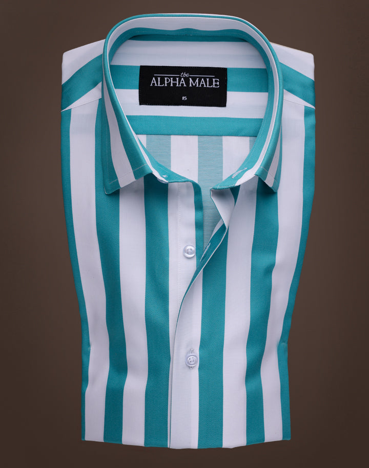 Broad Stripes in Green & White
