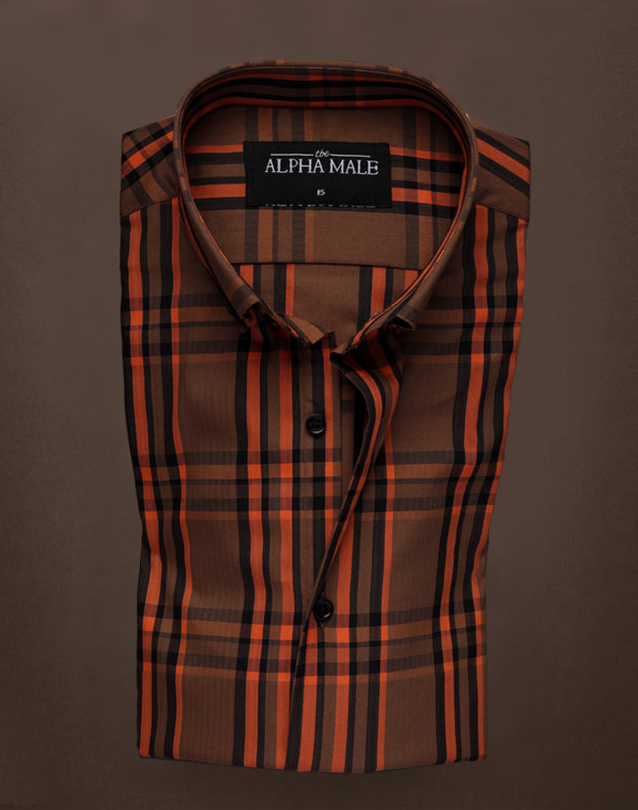 Brown & Orange Tartan Checks