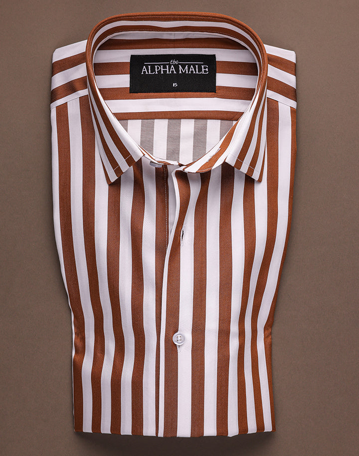 Brown & White Broad Striped