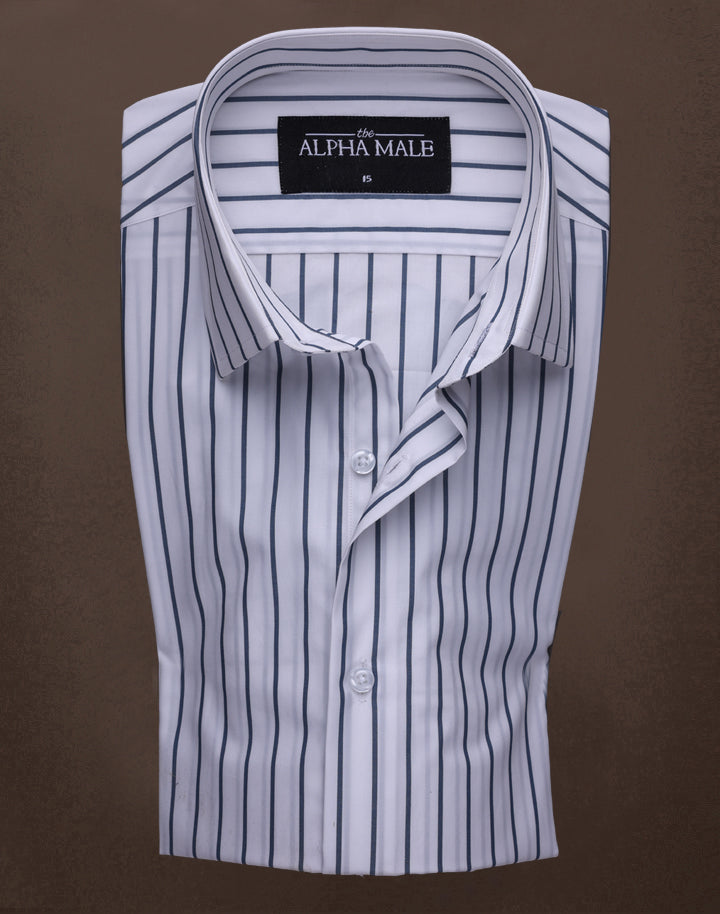 Cream White & Grey Striped