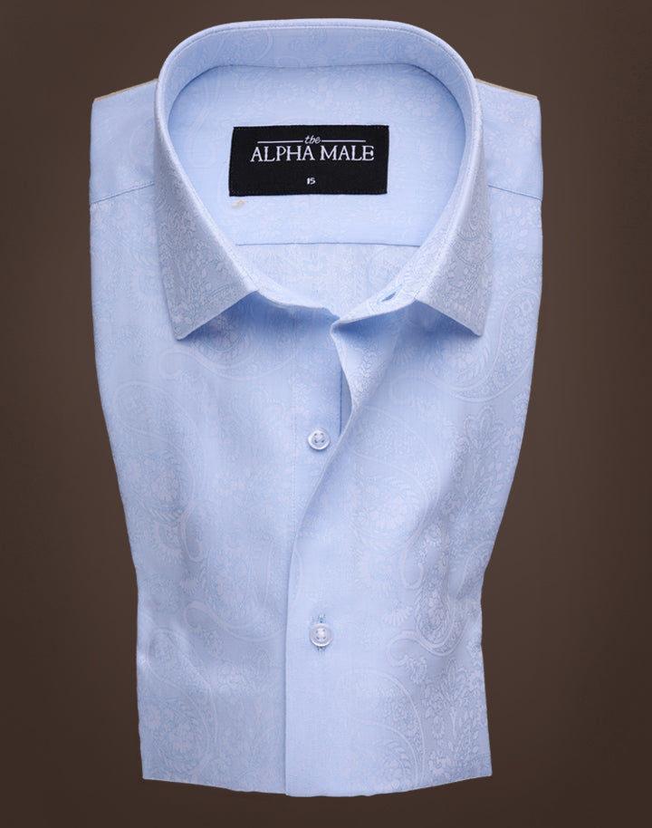 Embossed Paisley in Sky Blue