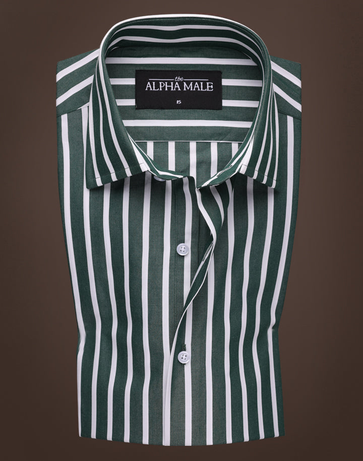 Green & White Broad Stripes
