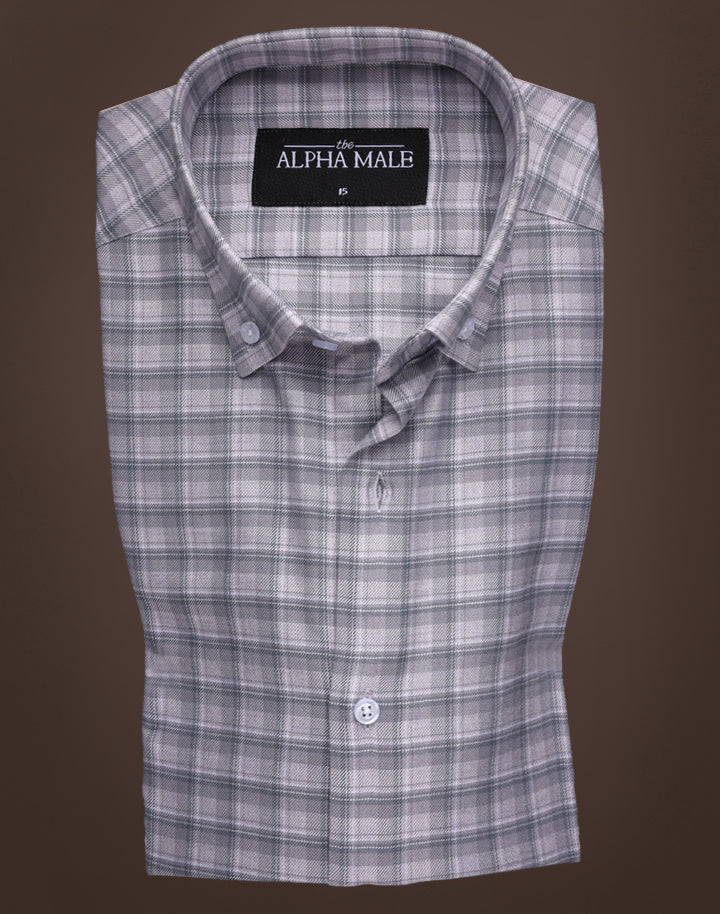 Grey Checks in Brushed Cotton