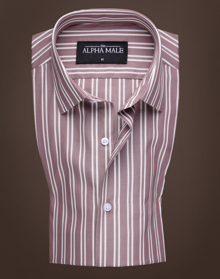 Mauve & White Balanced Stripes