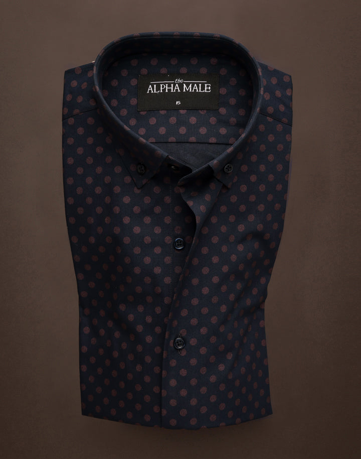 Navy Print in Italian Cotton