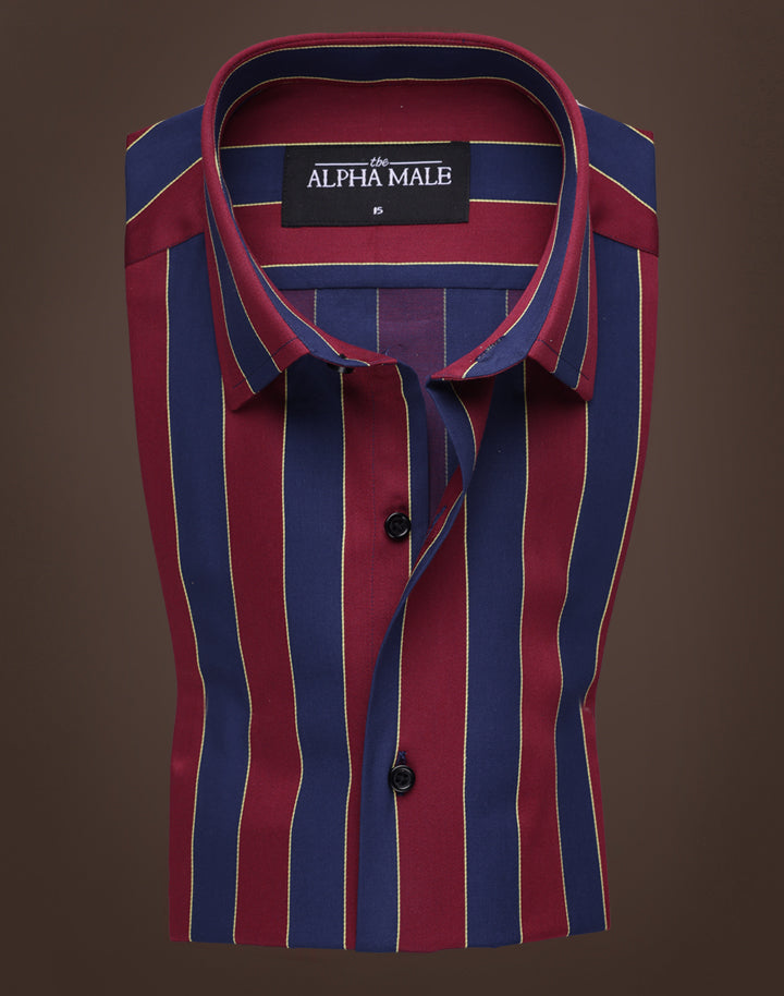 Navy & Burgundy Broad Striped