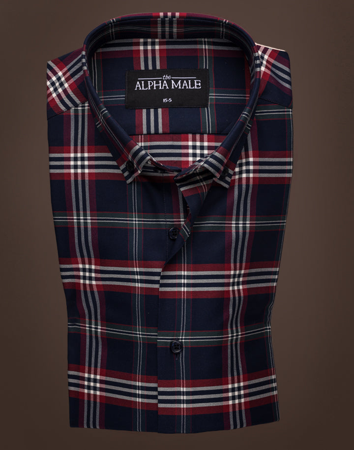Navy & Red Plaid Checkered