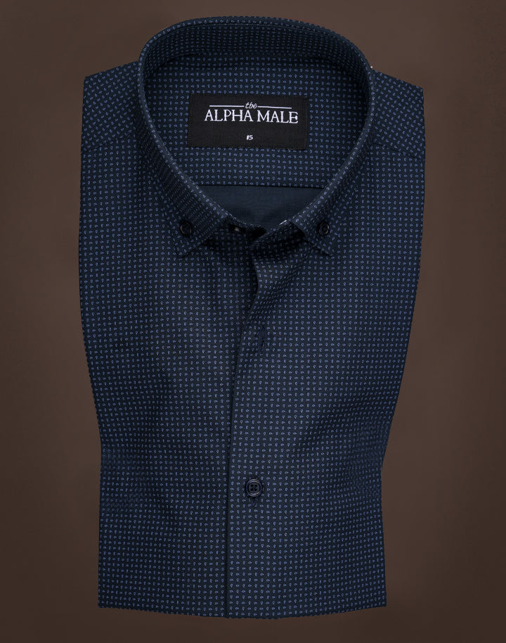 Micro Paisley Print in Navy
