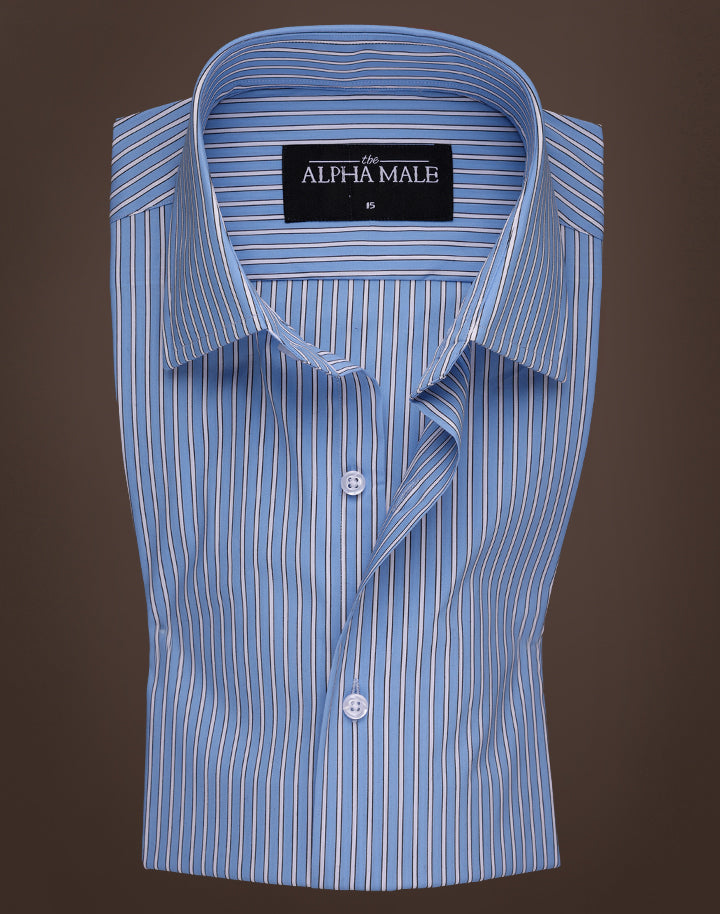 Pencil Stripes in Blue & White