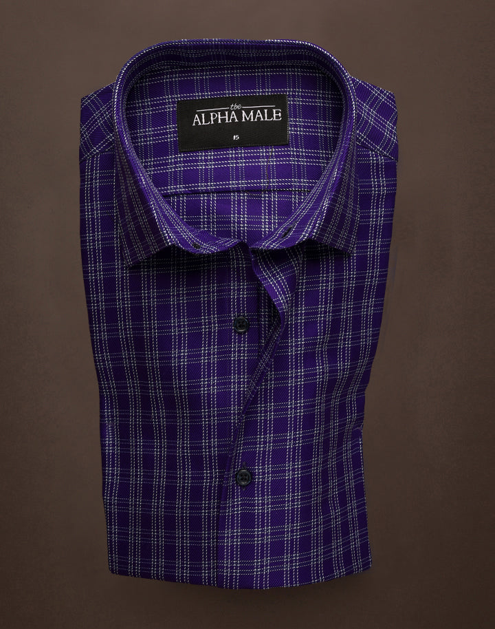 Purple Checkered in Italian Cotton