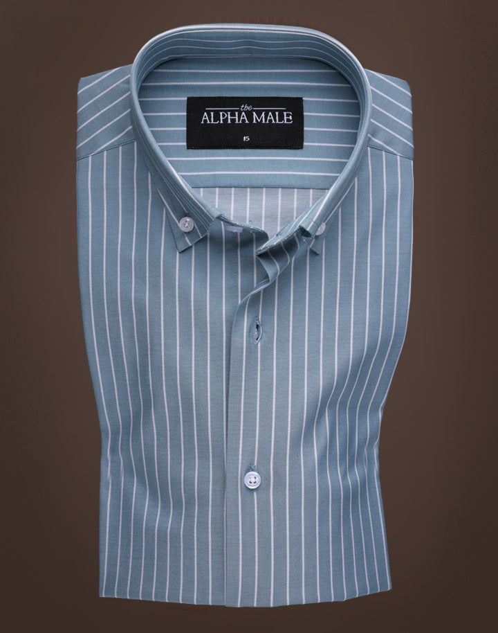 Slate Green & White Stripes