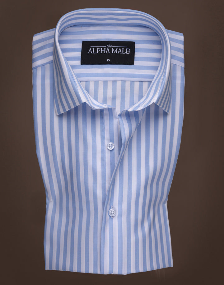 Sky Blue & White Oxford Stripes
