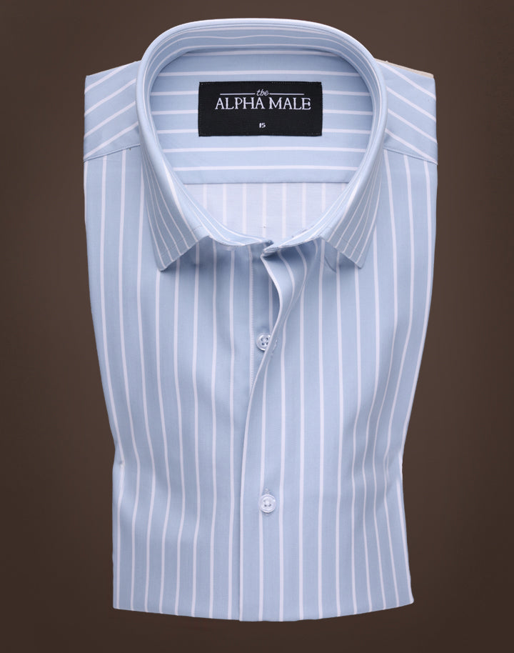 Soft Blue & White Oxford Stripes