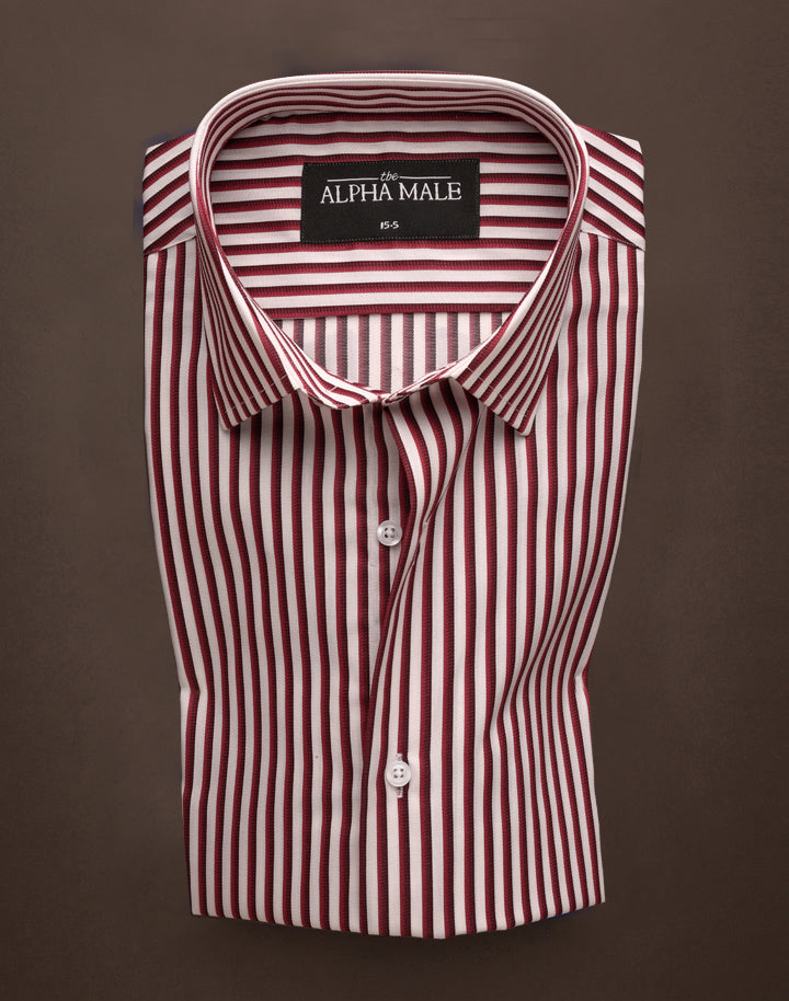 Stripes in Red & White in Italian Cotton