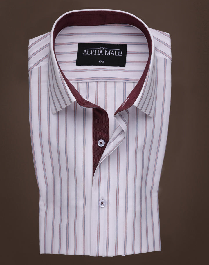 White Striped with Contrasting Inlay
