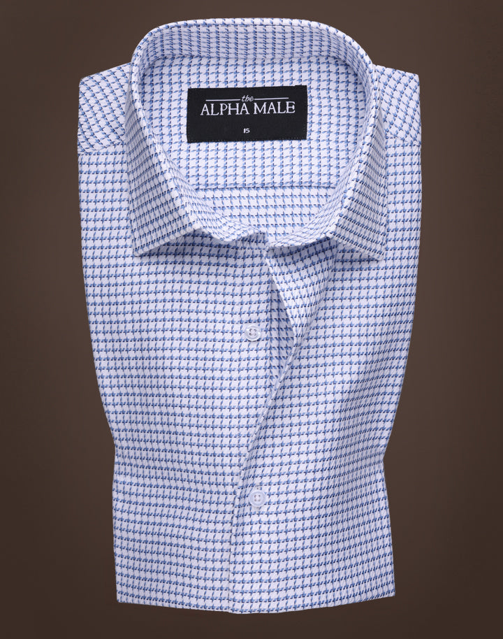 White & Blue Houndstooth