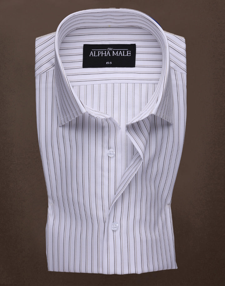 White Herringbone Striped