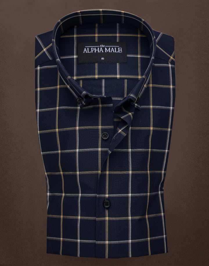 Windowpane Navy & Yellow