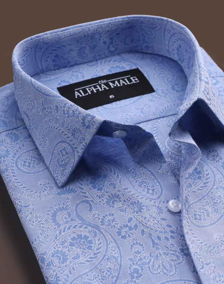 Embossed Paisley in Sky Blue