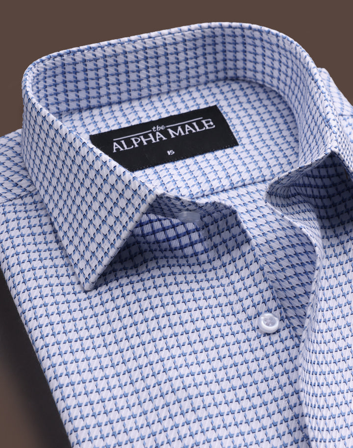 White & Blue Houndstooth