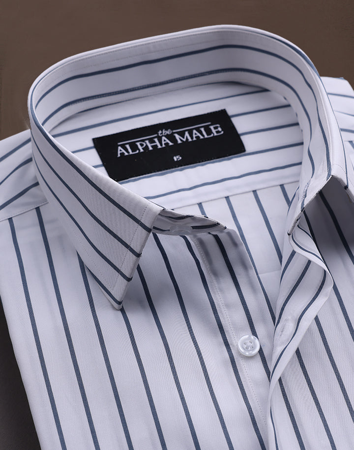 Cream White & Grey Striped