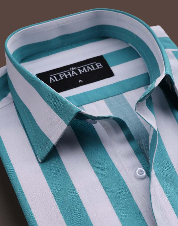 Broad Stripes in Green & White