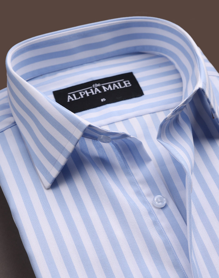Sky Blue & White Oxford Stripes