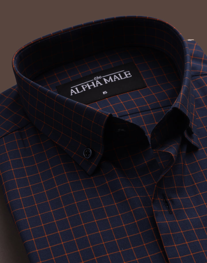 Blue & Orange Gingham Checkered