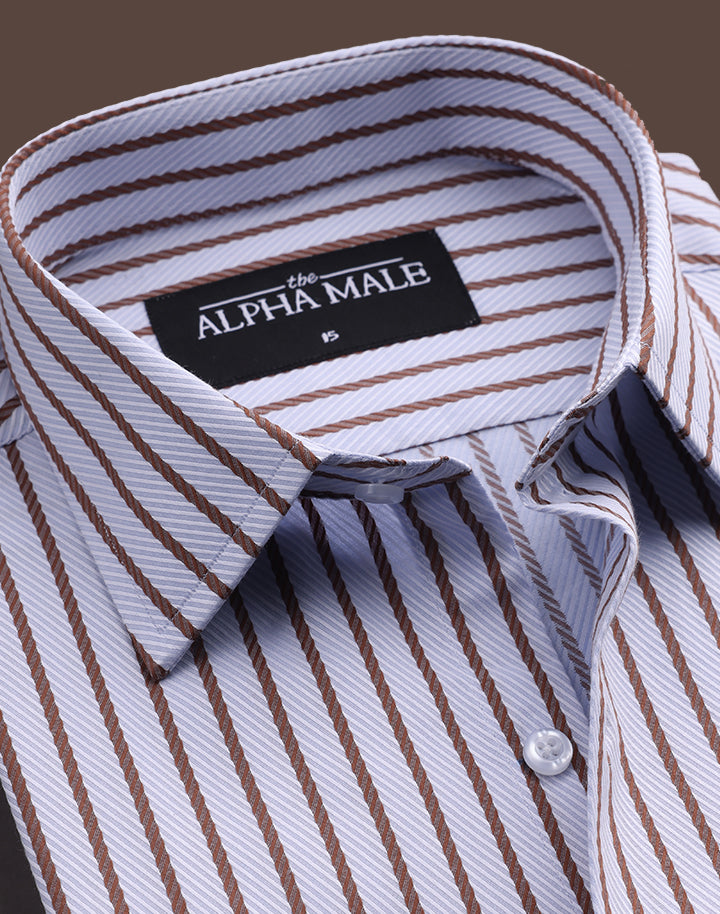 Blue & Brown Stripes in Twill