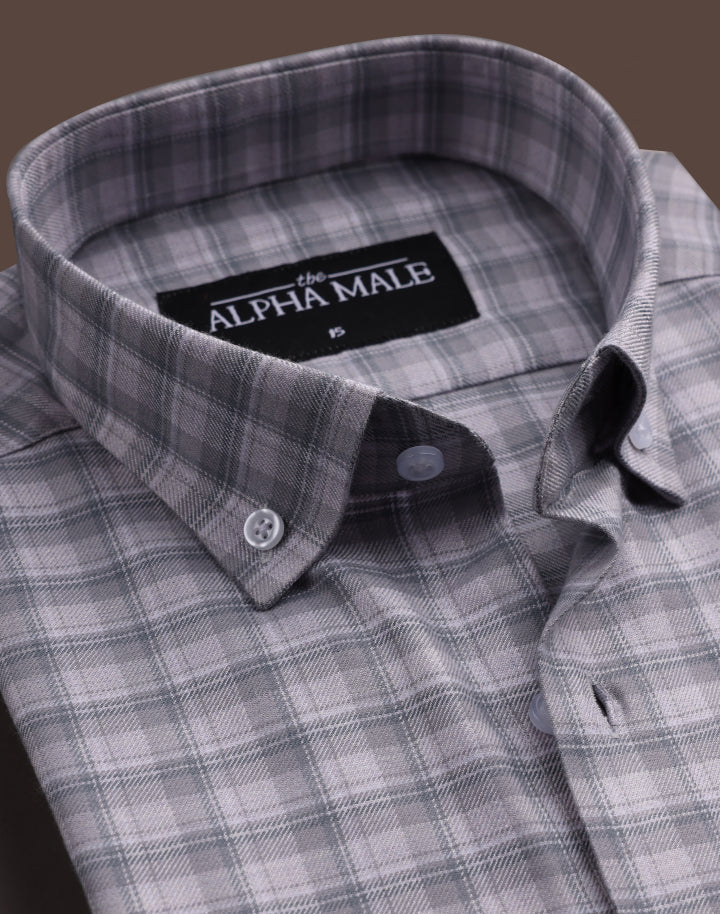 Grey Checks in Brushed Cotton