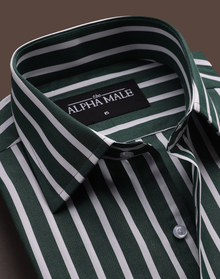 Green & White Broad Stripes