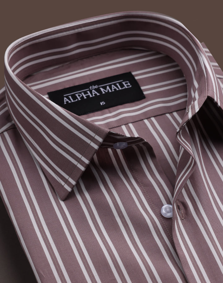 Mauve & White Balanced Stripes
