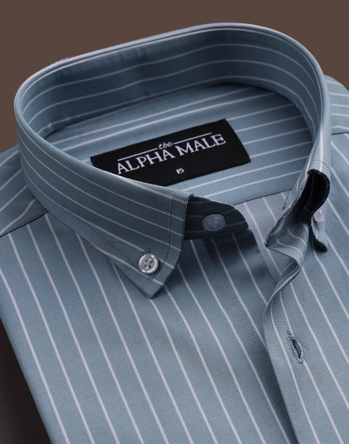 Slate Green & White Stripes