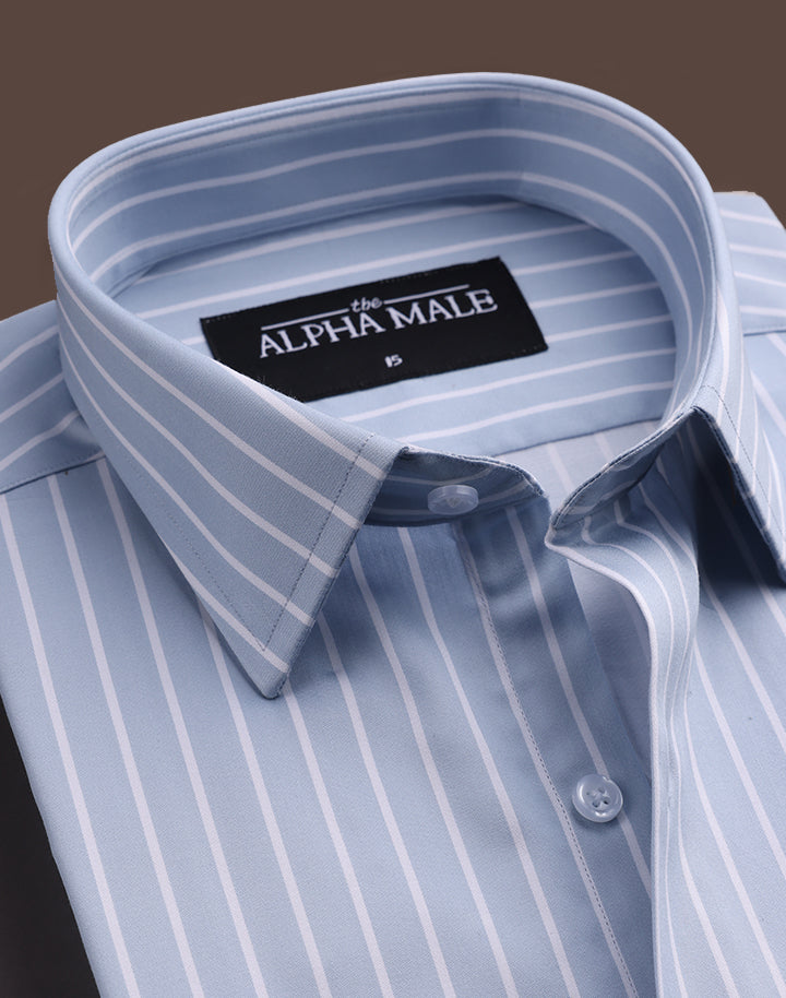 Soft Blue & White Oxford Stripes