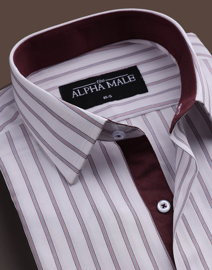White Striped with Contrasting Inlay