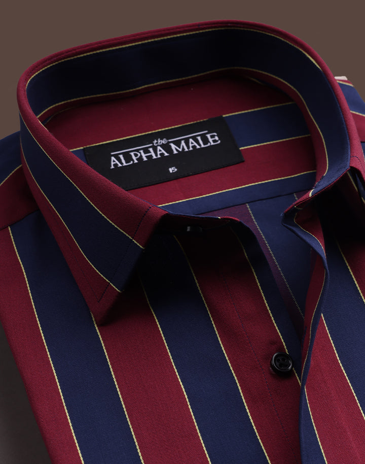 Navy & Burgundy Broad Striped
