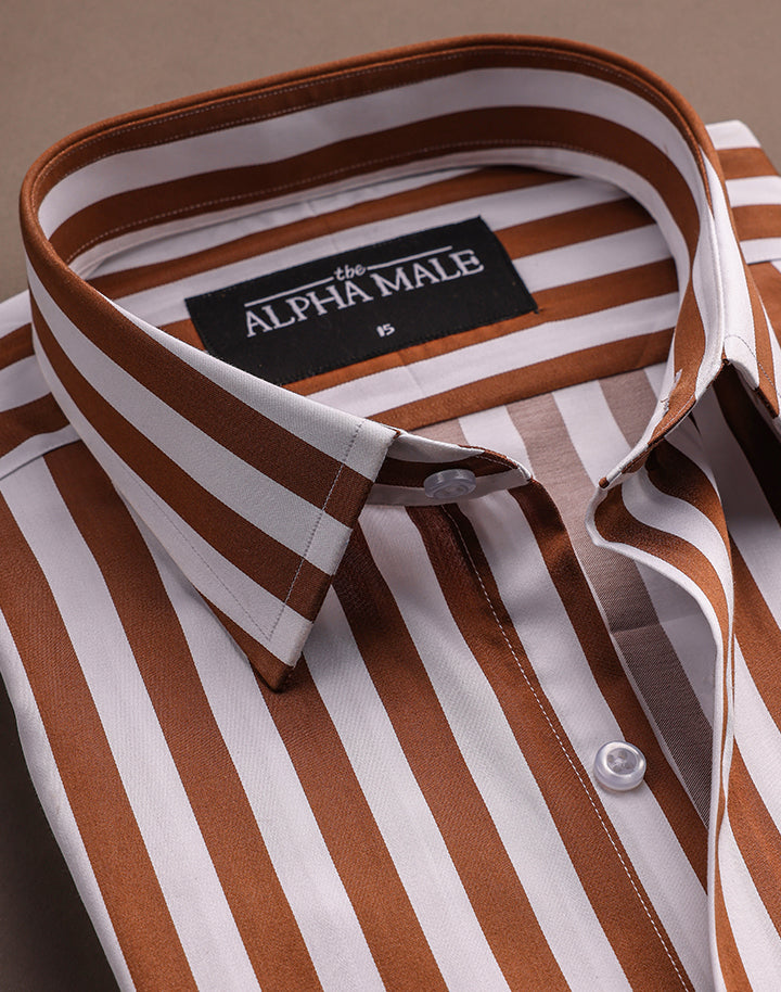 Brown & White Broad Striped