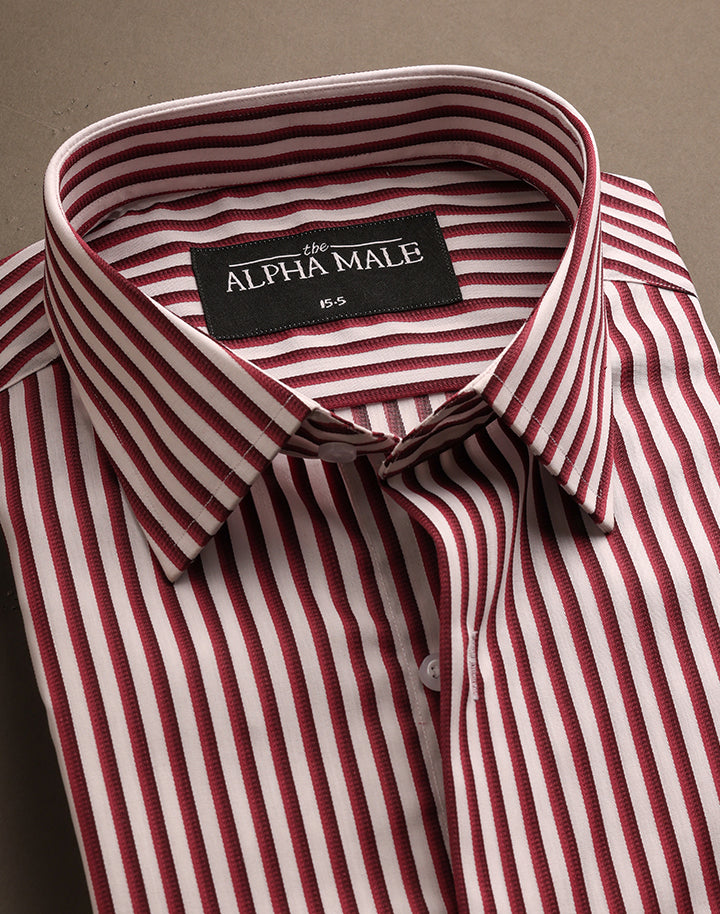 Stripes in Red & White in Italian Cotton