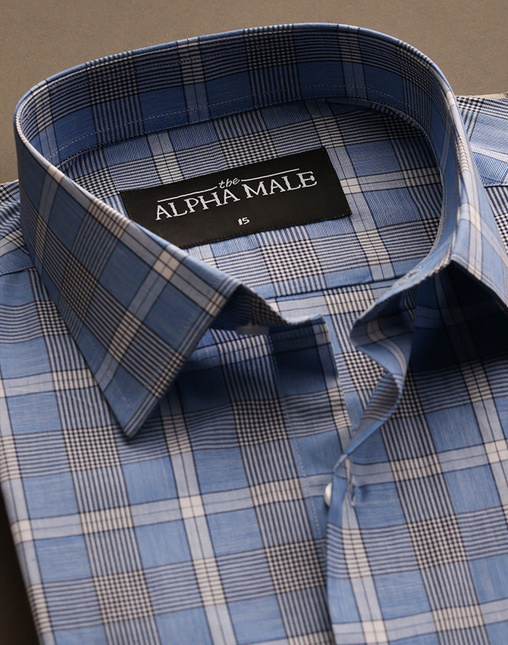 Blue Windowpane in Italian Cotton