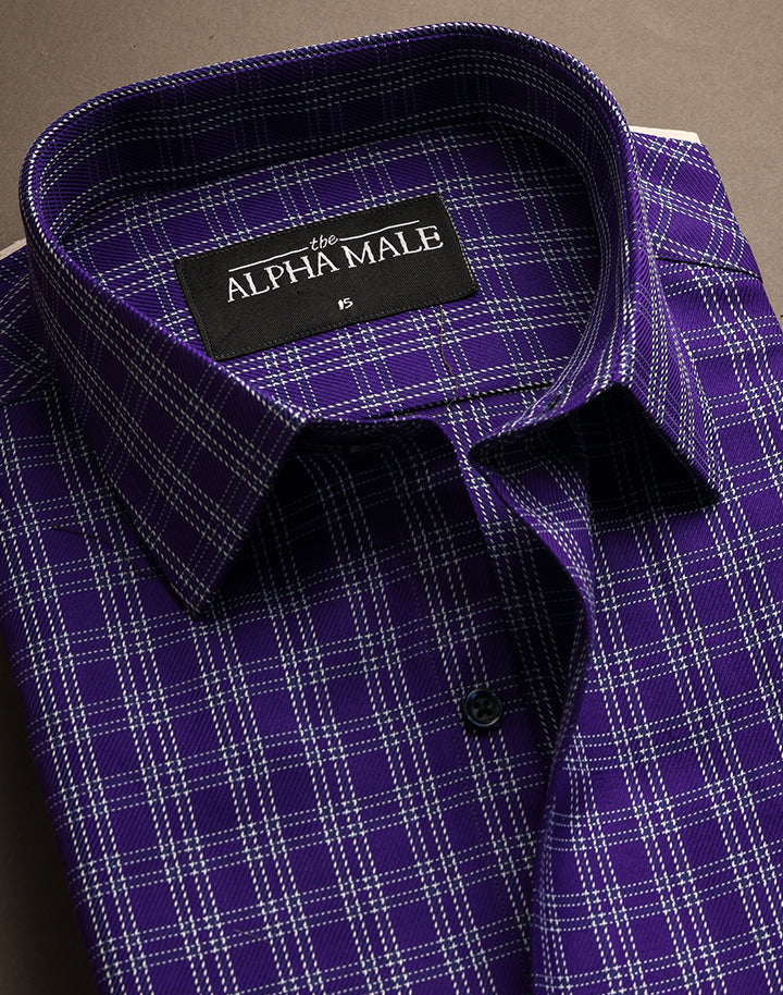 Purple Checkered in Italian Cotton
