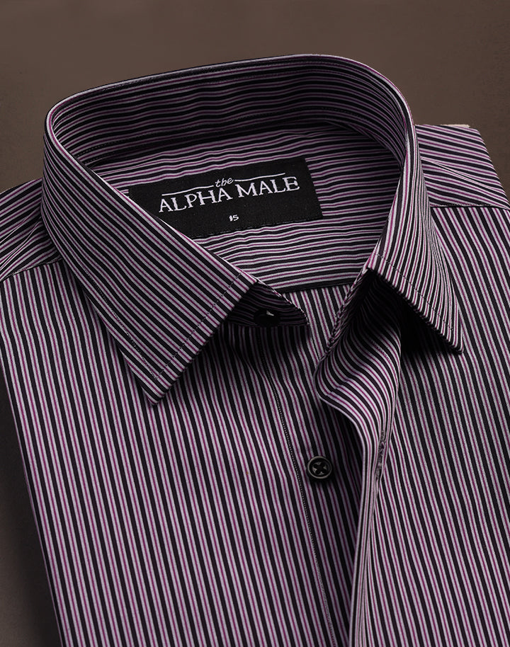 Pencil Stripes in Purple & Black